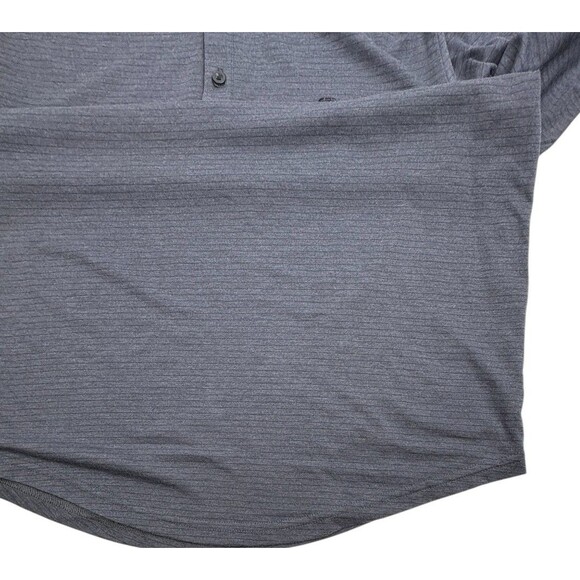 Travis Mathew Kickoff LS Golf Polo Shirt Performance Striped Charcoal Gray M - Picture 6 of 12